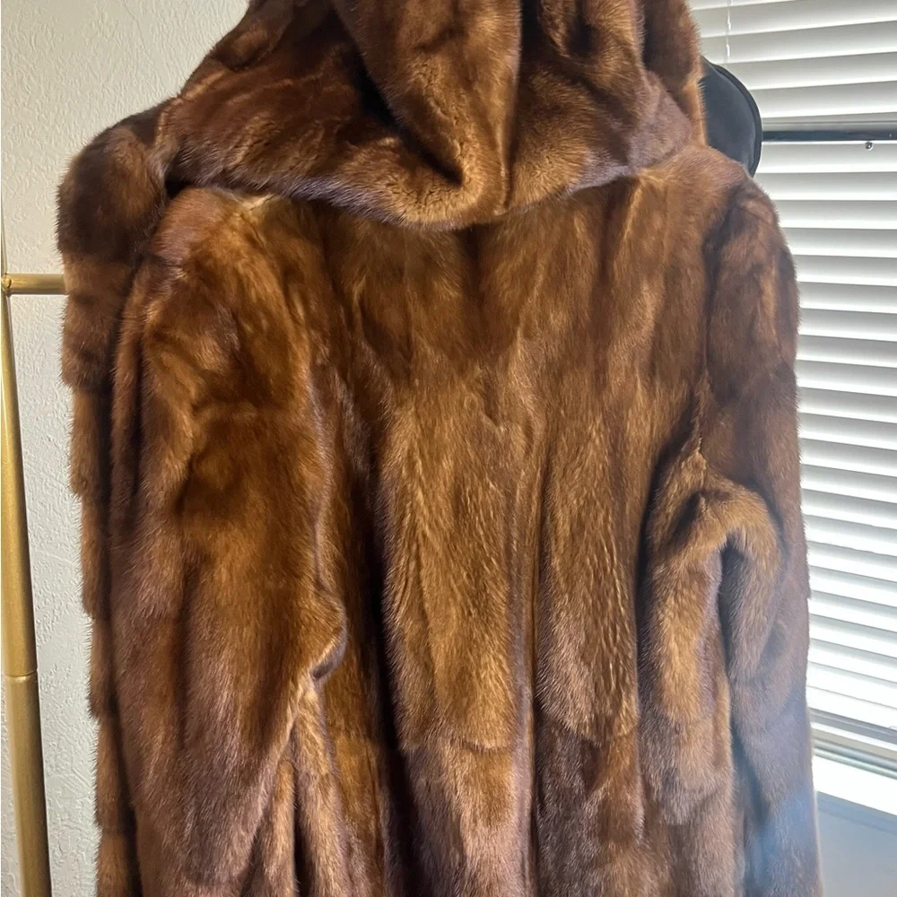 DENNIS BASSO Real Fur Full Length Hooded Fur Coat - Picture 11 of 11